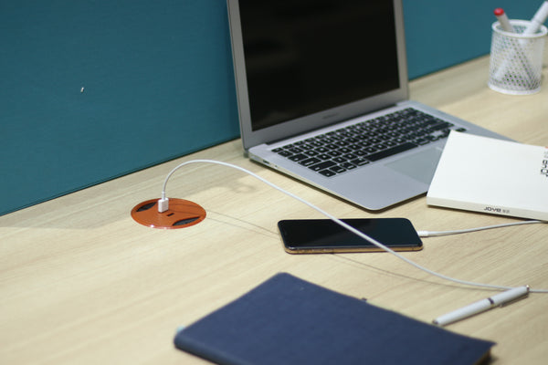 Surface Mount Grommet with Operable Wire Holder Lid & Twin USB Ports (OEXH719)